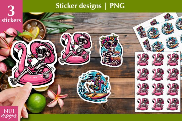 Download Skeleton &amp; Beach Sticker Printable - Beach sticker Collection