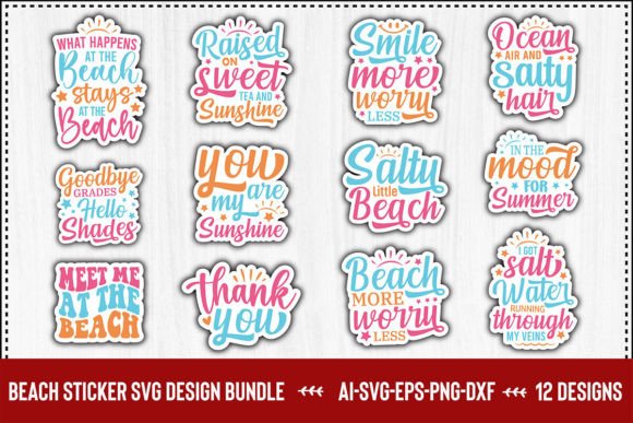 Download Beach Sticker SVG Bundle - Beach sticker Collection